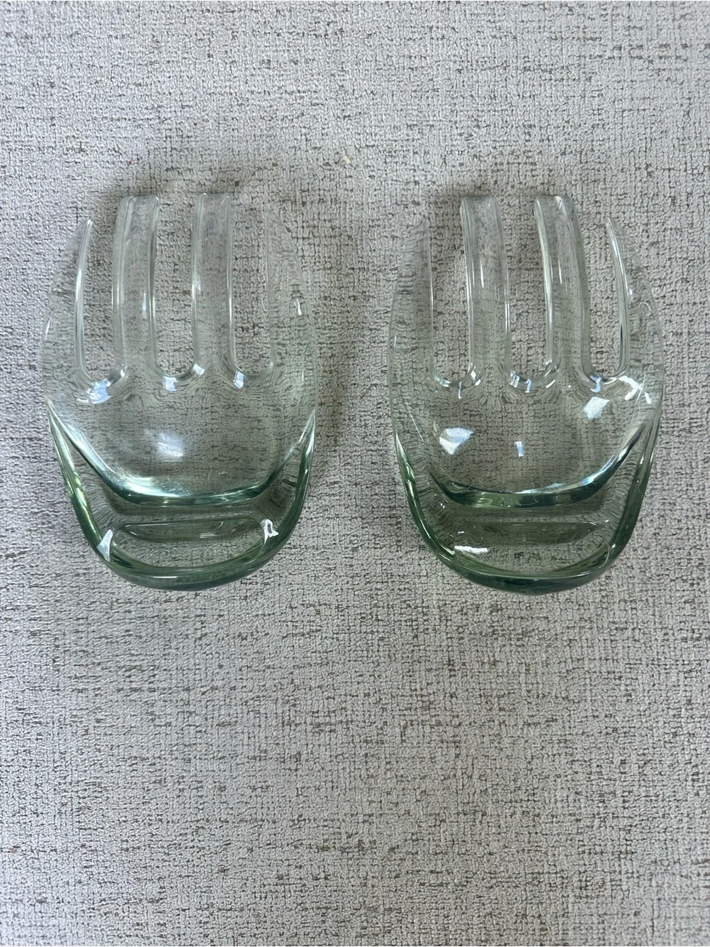 MCM Lucite Clear Glass Salad Hands Serving Set